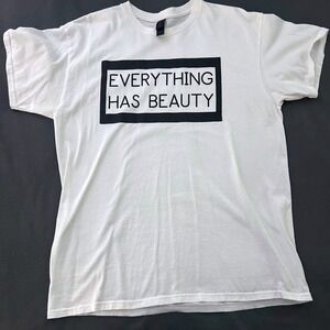 Everything Has Beauty White Graphic T Shirt Gildan Heavy Cotton‎ Womens Large